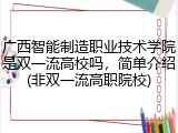 广西智能制造职业技术学院是双一流高校吗，简单介绍(非双一流高职院校)