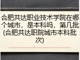合肥共达职业技术学院在哪个城市，是本科吗，第几批(合肥共达职院城市本科批次)