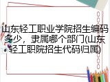 山东轻工职业学院招生编码多少，隶属哪个部门(山东轻工职院招生代码归属)