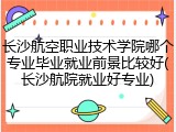 长沙航空职业技术学院哪个专业毕业就业前景比较好(长沙航院就业好专业)