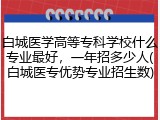 白城医学高等专科学校什么专业最好，一年招多少人(白城医专优势专业招生数)