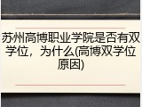 苏州高博职业学院是否有双学位，为什么(高博双学位原因)