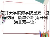 南开大学滨海学院是双一流高校吗，简单介绍(南开滨海非双一流)