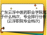 广东云浮中医药职业学院属于什么档次，专业排行分析(云浮职院专业档次)