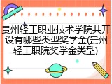 贵州轻工职业技术学院共开设有哪些类型奖学金(贵州轻工职院奖学金类型)