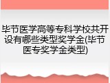 毕节医学高等专科学校共开设有哪些类型奖学金(毕节医专奖学金类型)