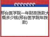 邢台医学院一年财政拨款大概多少钱(邢台医学院年拨款)