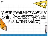 攀枝花攀西职业学院占地多少亩，什么情况下成立(攀西职院亩数及成立)