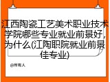 江西陶瓷工艺美术职业技术学院哪些专业就业前景好，为什么(江陶职院就业前景佳专业)