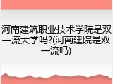 河南建筑职业技术学院是双一流大学吗?(河南建院是双一流吗)