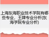 上海东海职业技术学院有哪些专业，王牌专业分析(东海学院专业分析)