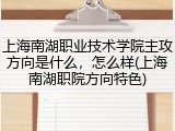 上海南湖职业技术学院主攻方向是什么，怎么样(上海南湖职院方向特色)