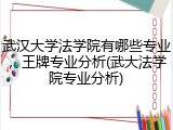 武汉大学法学院有哪些专业，王牌专业分析(武大法学院专业分析)
