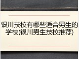 银川技校有哪些适合男生的学校(银川男生技校推荐)