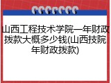 山西工程技术学院一年财政拨款大概多少钱(山西技院年财政拨款)