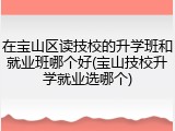 在宝山区读技校的升学班和就业班哪个好(宝山技校升学就业选哪个)