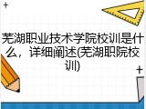 芜湖职业技术学院校训是什么，详细阐述(芜湖职院校训)