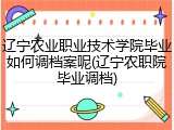 辽宁农业职业技术学院毕业如何调档案呢(辽宁农职院毕业调档)