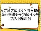 在西城区读技校的升学班和就业班哪个好(西城技校升学就业选哪个)