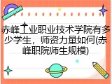 赤峰工业职业技术学院有多少学生，师资力量如何(赤峰职院师生规模)