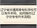 辽宁省交通高等专科学校可以专升本吗，如何操作(辽宁交专专升本流程)