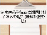 湖南医药学院就读期间挂科了怎么办呢？(挂科补救办法)