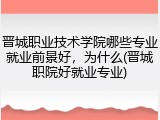 晋城职业技术学院哪些专业就业前景好，为什么(晋城职院好就业专业)