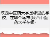 陕西中医药大学是哪里的学校，在哪个城市(陕西中医药大学在哪)