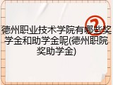 德州职业技术学院有哪些奖学金和助学金呢(德州职院奖助学金)