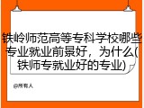 铁岭师范高等专科学校哪些专业就业前景好，为什么(铁师专就业好的专业)