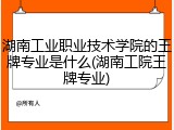 湖南工业职业技术学院的王牌专业是什么(湖南工院王牌专业)