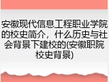 安徽现代信息工程职业学院的校史简介，什么历史与社会背景下建校的(安徽职院校史背景)