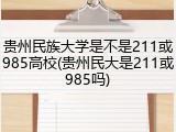 贵州民族大学是不是211或985高校(贵州民大是211或985吗)