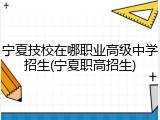 宁夏技校在哪职业高级中学招生(宁夏职高招生)