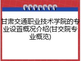甘肃交通职业技术学院的专业设置概况介绍(甘交院专业概览)