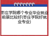 枣庄学院哪个专业毕业就业前景比较好(枣庄学院好就业专业)