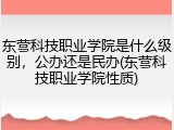 东营科技职业学院是什么级别，公办还是民办(东营科技职业学院性质)