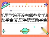 凯里学院开设有哪些奖学和助学金(凯里学院奖助学金)