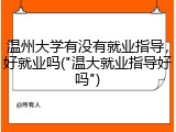 温州大学有没有就业指导，好就业吗("温大就业指导好吗")