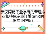武汉商贸职业学院的普通专业和特色专业详解(武汉商贸专业解析)