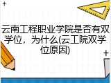 云南工程职业学院是否有双学位，为什么(云工院双学位原因)