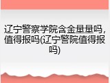 辽宁警察学院含金量量吗，值得报吗(辽宁警院值得报吗)