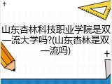 山东杏林科技职业学院是双一流大学吗?(山东杏林是双一流吗)