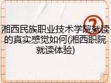 湘西民族职业技术学院就读的真实感觉如何(湘西职院就读体验)