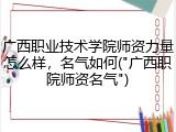 广西职业技术学院师资力量怎么样，名气如何("广西职院师资名气")