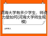 河海大学有多少学生，师资力量如何(河海大学师生规模)