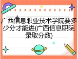 广西信息职业技术学院要多少分才能进(广西信息职院录取分数)