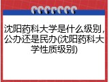 沈阳药科大学是什么级别，公办还是民办(沈阳药科大学性质级别)