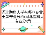 河北医科大学有哪些专业，王牌专业分析(河北医科大专业分析)