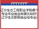 辽宁生态工程职业学院哪个专业毕业就业前景比较好(辽宁生态职院就业佳专业)
